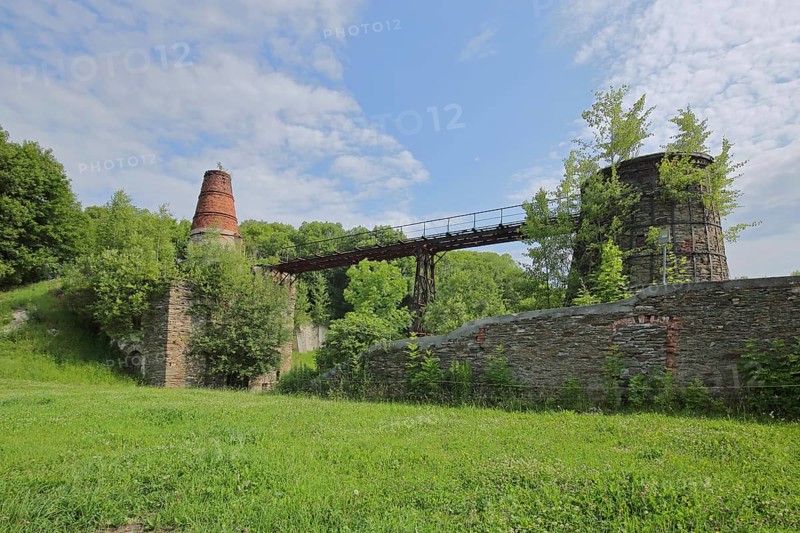 Historic lime works with kilns, former, mine, mining, kiln, kilns, lime kilns, Hammerunterwiesenthal, Oberwiesenthal, Middle Ore Mountains, Erzgebirge, Saxony, Germany, Europe