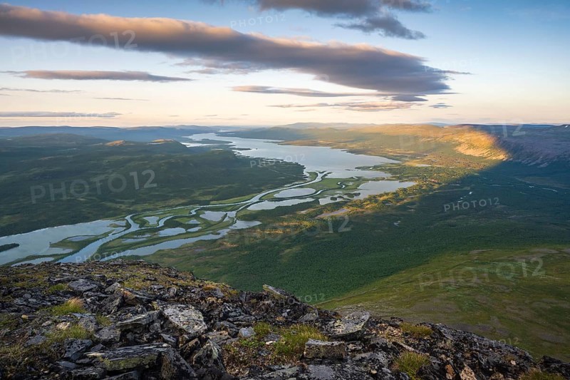 Visttasjohka River Delta, Lake Paittasjärvi, Nikkaluokta, Lapland, Sweden, Europe