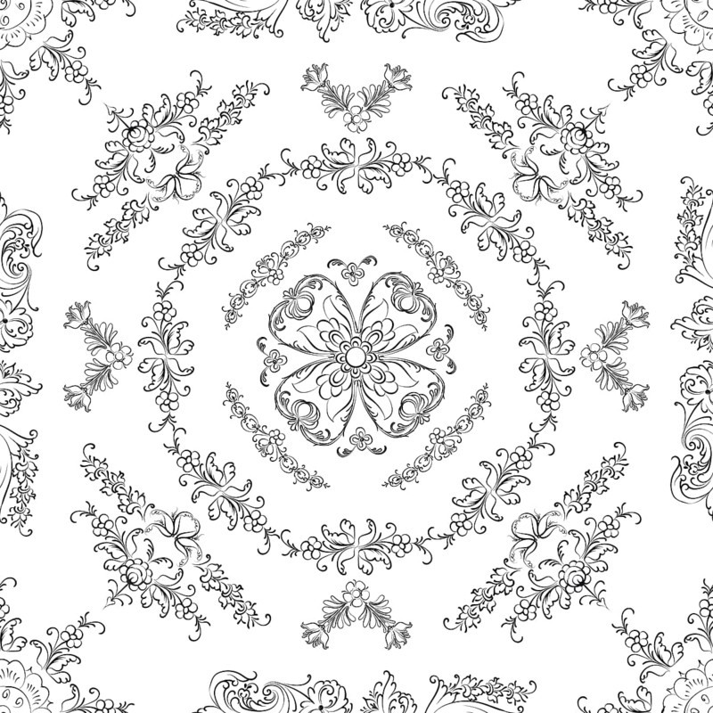 Hand drawn seamless floral pattern on a white background, vector textile template
