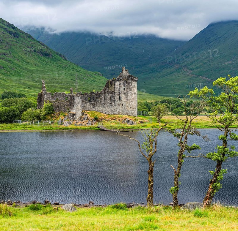 Panorama of Kilchurn Castle, Loch Awe, Argyll and Bute, Scotland, UK