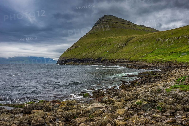 Rocky beach in Gjogv, Estuyroy, Faroe islands, Denmark, Europe