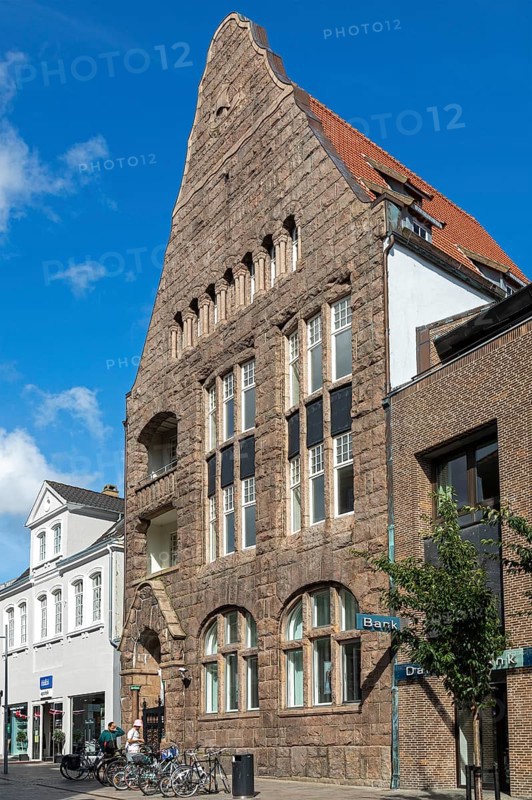 Bank building, pedestrian zone, Sonderborg, Syddanmark, Denmark, Europe