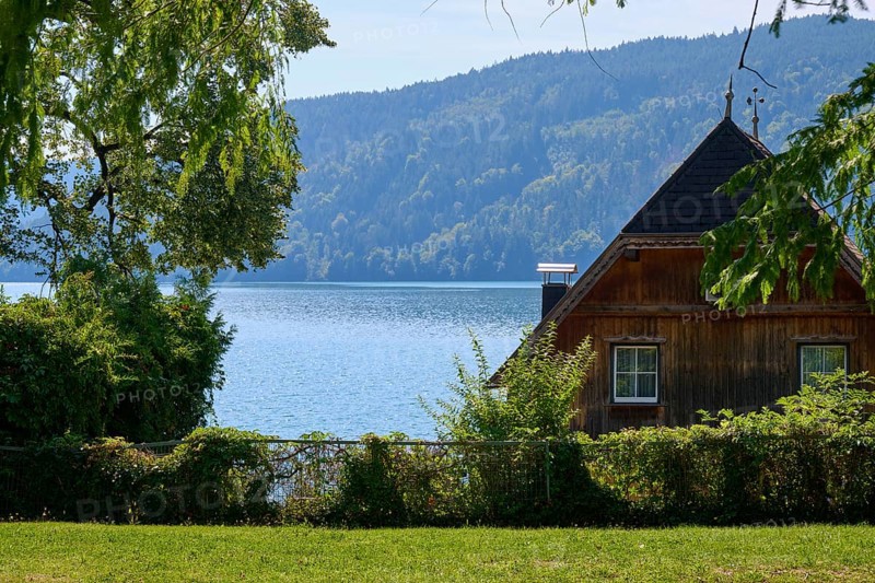 Lake, Shore, House, Water, Summer, Lake Millstatt, Millstatt, Carinthia, Austria, Europe