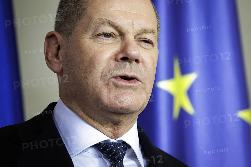 Olaf Scholz, Federal Chancellor, photographed at a press conference after the joint talks with Petteri Orpo, Prime Minister of the Republic of Finland, (not pictured here) at the Federal Chancellery. Berlin, 14.07.2023., Berlin, Germany, Europe