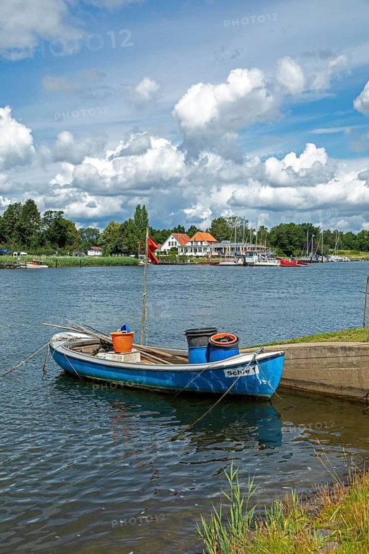 Fishing boat, ferry, Missunde, Schlei, Schleswig-Holstein, Germany, Europe