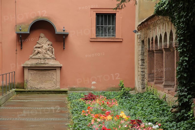 Pieta built 1764 with cloister in Lusamgärtchen, Würzburg, Lower Franconia, Franconia, Bavaria, Germany, Europe