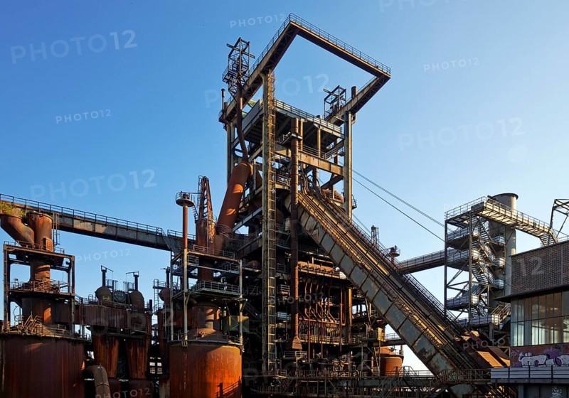 Blast furnace, disused industrial plant Phoenix West in the district of Hörde, Dortmund, Ruhr area, North Rhine-Westphalia, Germany, Europe