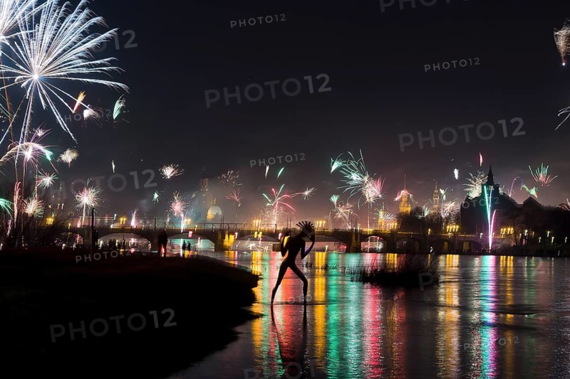 Dresden New Year's Eve fireworks over the Old Town