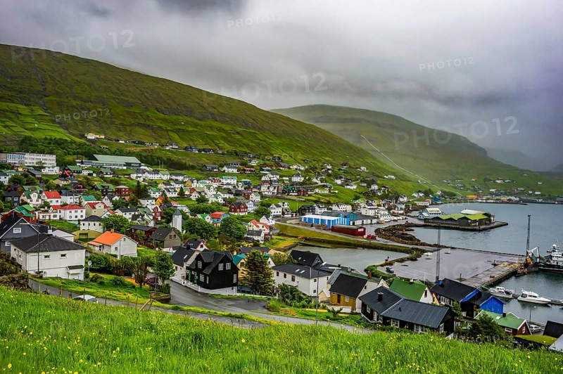 The village of Vestmanna, Vagar, Faroe islands, Denmark, Europe