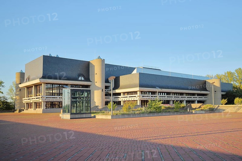 Modern University Library, Red Square, University, Hubland, Würzburg, Lower Franconia, Franconia, Bavaria, Germany, Europe