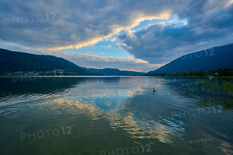 Lakeside, Sky, Clouds, Sunset, Summer, Steindorf am Lake Ossiach, Lake Ossiach, Carinthia, Austria, Europe