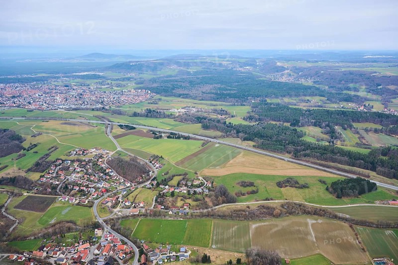 Aerial view of the area around Neumarkt in der Oberpfalz, Bavaria, Germany, Europe