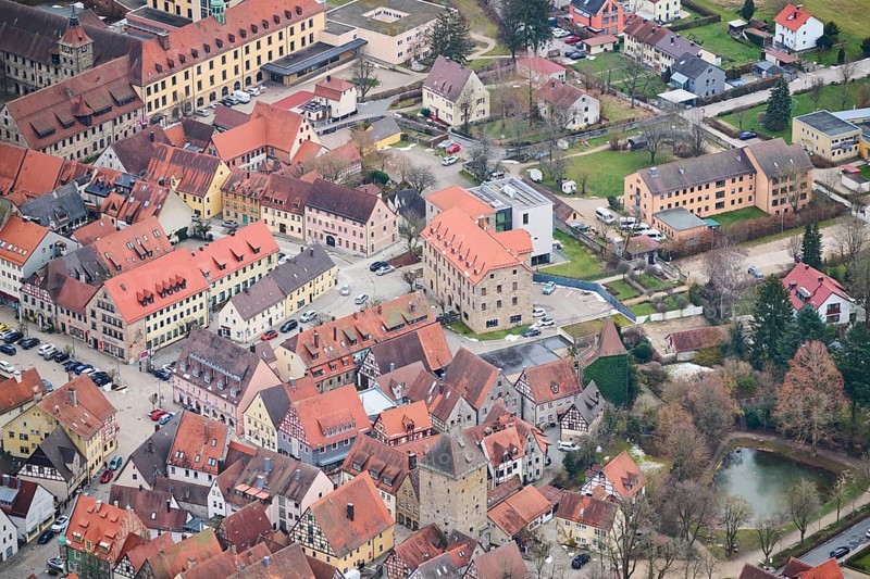 Aerial view of the area around Neumarkt in der Oberpfalz, Bavaria, Germany, Europe