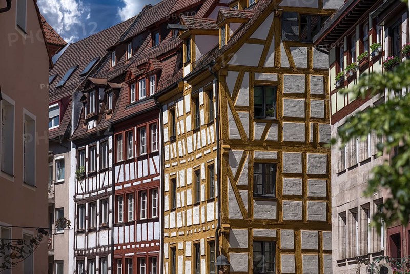 Medieval half-timbered houses, Weissgerbergasse, Nuremberg, Middle Franconia, Bavaria, Germany, Europe