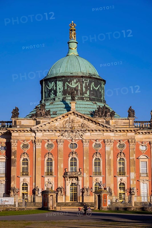 Park Sanssouci is part of the Potsdam palace park ensemble. The New Palace is a palace on the west side of Sanssouci Park in Potsdam. Construction began in 1763 after the end of the Seven Years' War under Frederick the Great and was completed in 1769