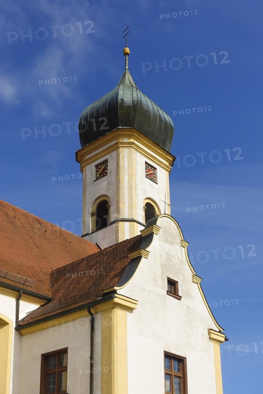 St. John Nepomuk, Catholic church, church tower, sacred building, Wilflingen, Langenenslingen parish, Baden-Württemberg, Germany, Europe