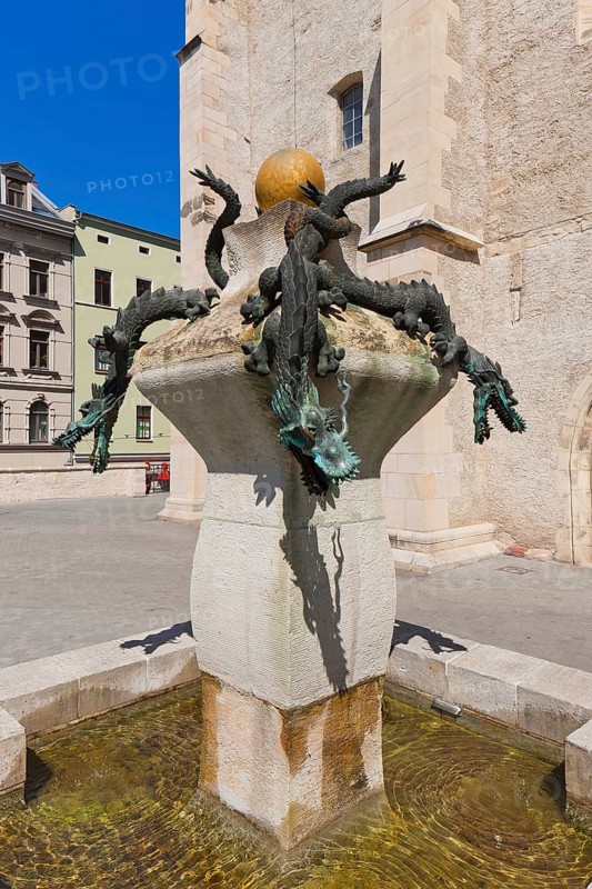 Dragon Fountain Hall Directly in front of the western tower front of the Market Church
