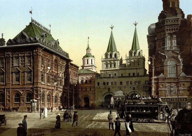 The Gate of Notre Dame d'Iberia, Moscow, Russia, c. 1890, Historic, digitally enhanced reproduction of a photochrome print of the period, Europe