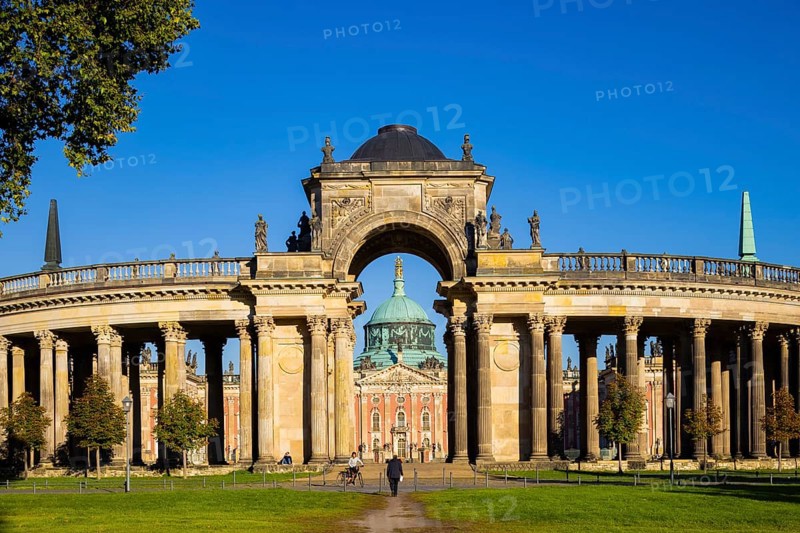 Park Sanssouci is part of the Potsdam palace park ensemble. Colonnade with Triumphal Gate