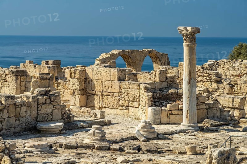 Ruins of the early Christian basilica of the ancient city of Kourion, Episkopi, Cyprus, Europe