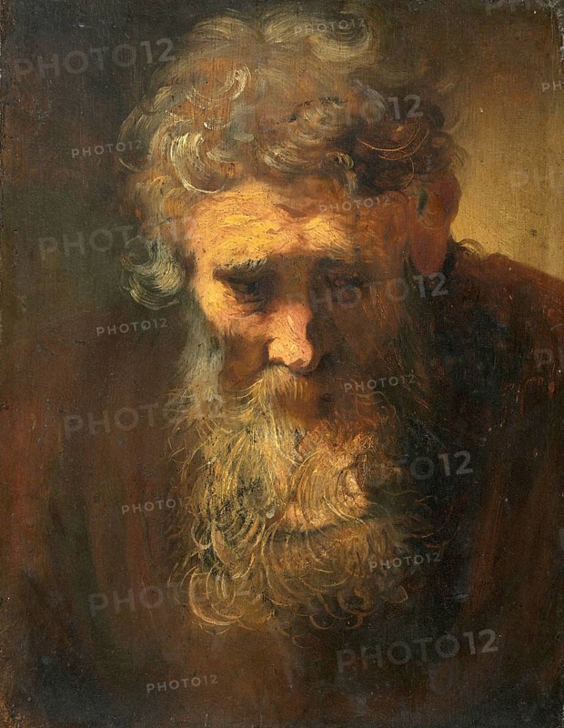 Studie eines alten Mannes, Study of an Old Man, Painting by Rembrandt van Rijn (1606) (1669), Historic, digitally enhanced reproduction of an original from the period