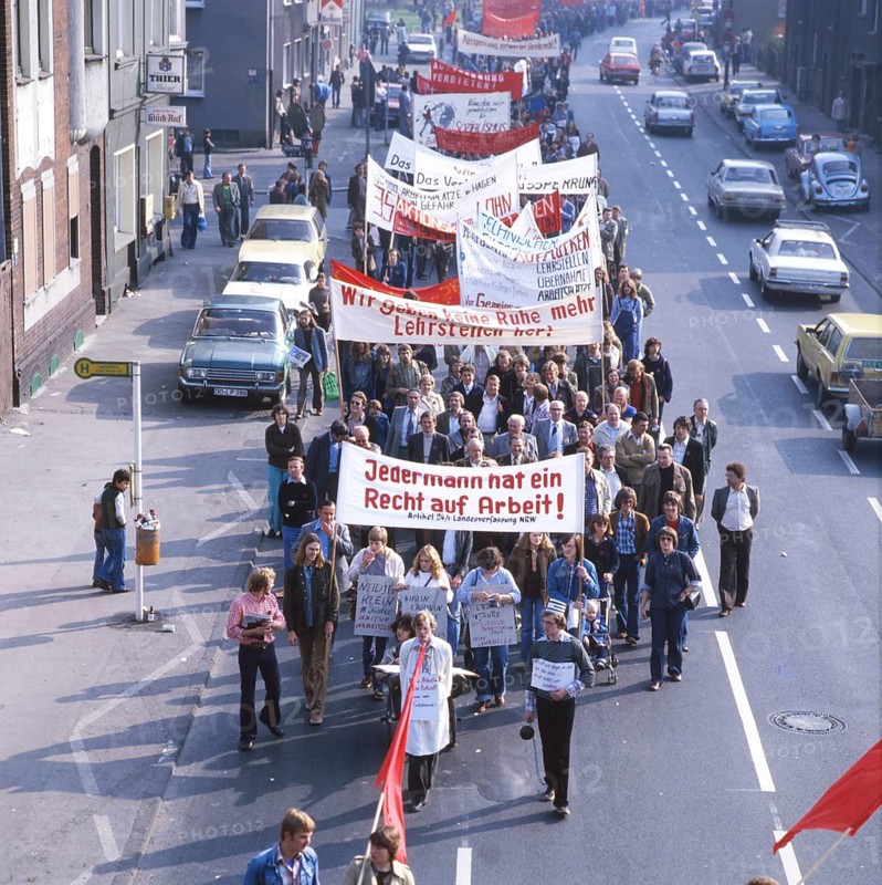 DEU, Germany: The historical slides from the times 80-90s, Dortmund. DGB demonstration against unemployment and for the right to strike 90s