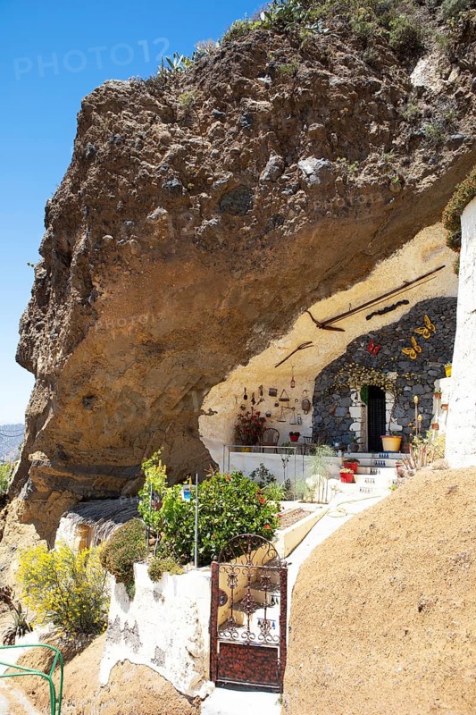 Traditional living cave dwelling in Artenara, Las Palmas province, Gran Canaria, Canary Islands, Spain, Europe