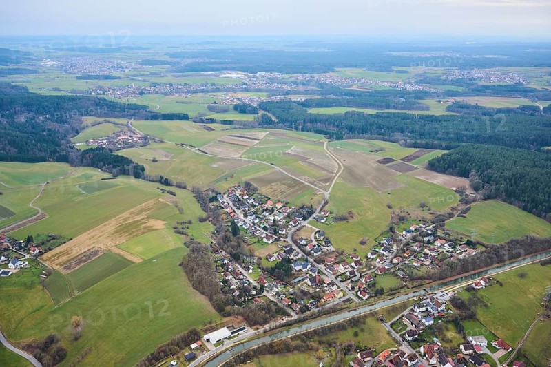 Aerial view of the area around Neumarkt in der Oberpfalz, Bavaria, Germany, Europe