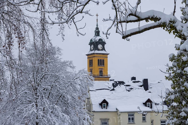 Augustusburg Town Church in the wintry Ore Mountains