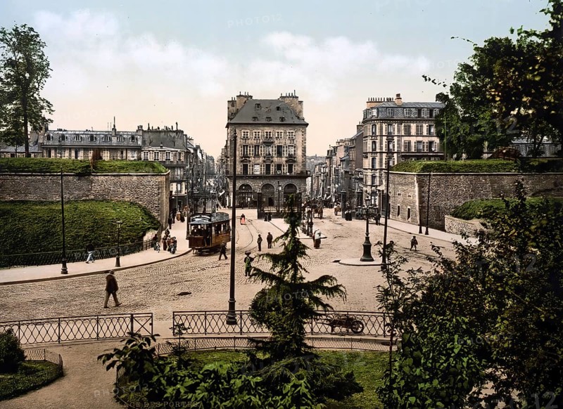 Place des Portes, Brest, France, c. 1890, Historic, digitally enhanced reproduction of a photochrome print from 1895, Europe