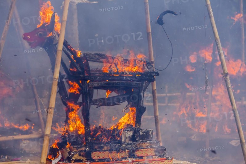 Gianyar, Bali, Indonesia, a sarcophagus is used to cremate the remains of a human being during the Ngaben ceremony, Asia