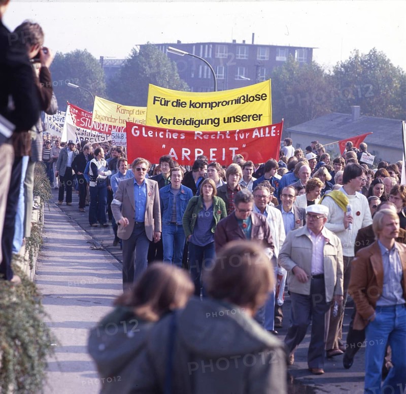 DEU, Germany: The historical slides from the times 80-90s, Dortmund. DGB demonstration against unemployment and for the right to strike 90s