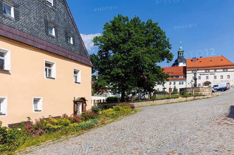 Market Square in Lauenstein with Falconer's Fountain