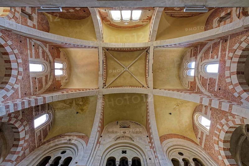 Romanesque porch, Cathedral, Duomo San Evasio, Casale Monferrato, Province of Alessandria, Piedmont, Italy, Europe