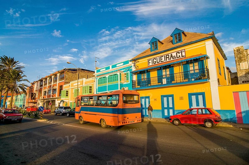 Colourful buildings in San Vincente. Mindelo. Cabo Verde. Africa