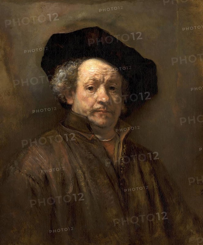 Selbstbildnis, Self-Portrait, Painting by Rembrandt van Rijn (1606) (1669), Historic, digitally enhanced reproduction of an original from the period