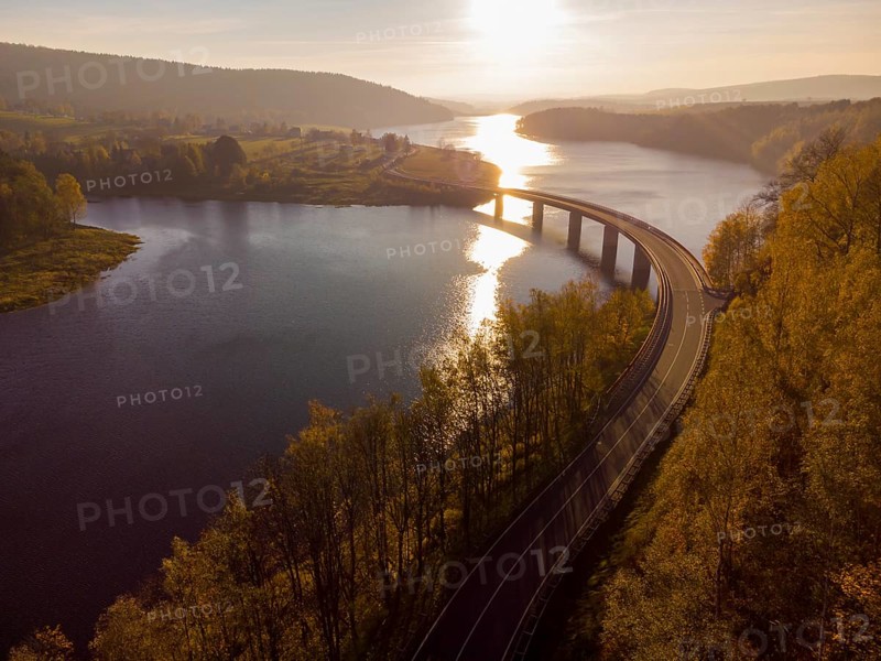 The Rauschenbach Dam is a dam in the Free State of Saxony. The dammed waters are the Flöha and the Wernsbach. It was built from 1960 to 1968 in the upper Flöha valley near Cämmerswalde for drinking water supply. New bridge built 2002-2004