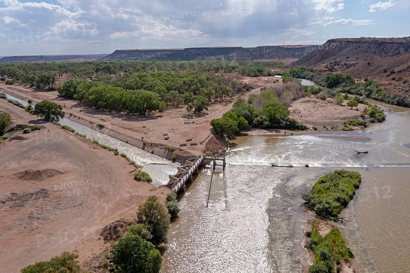 Algodones, New Mexico, The Angostura Diversion dam sends water from the Rio Grande into irrigation canals. Much of the state is experiencing extreme drought, and farmers are not getting all the water they need to grow their crops in the desert