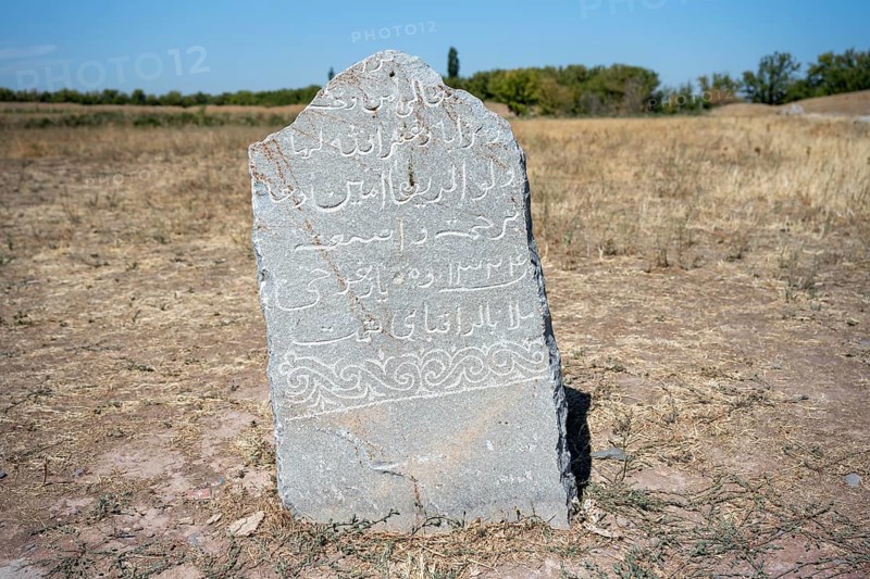 Historical gravestone, near Tokmok, Chuy, Kyrgyzstan, Asia