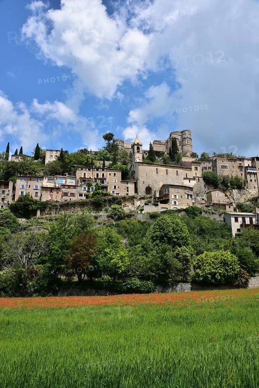 The village of Montbrun-les-Bains in the department of Drôme in the Auvergne-Rhône-Alpes region, Provence, France, Europe
