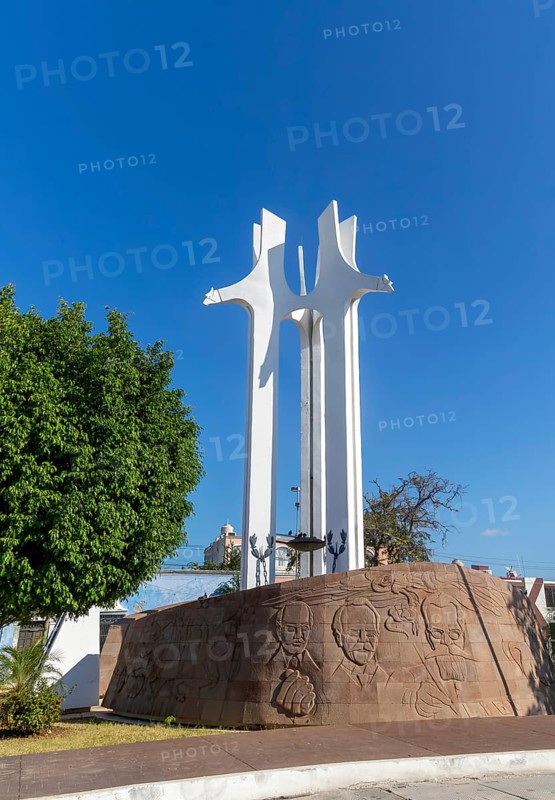 Independence monument in Barrio San Roman, Campeche city, Campeche State, Mexico, Central America