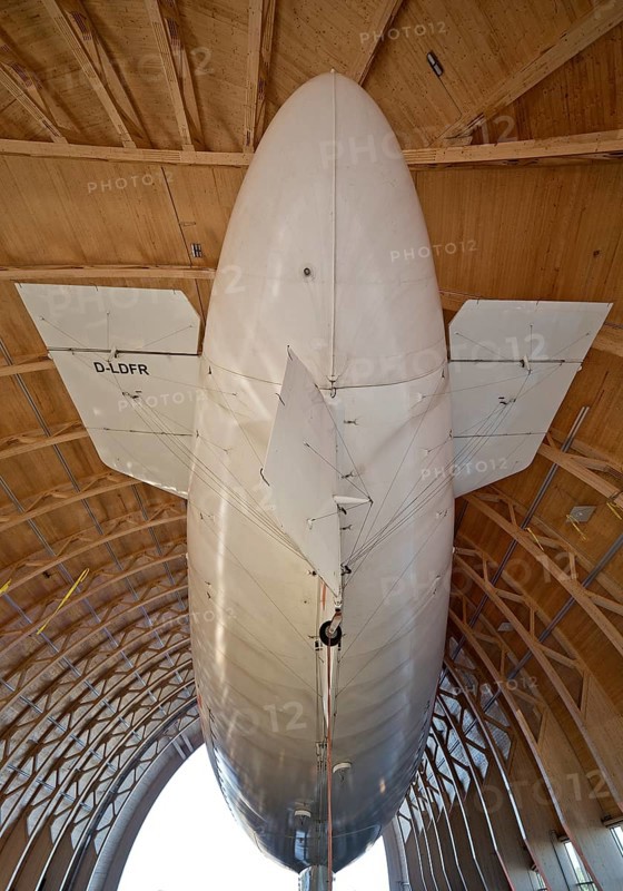 The giant WDL airship D-LDFR called Theo in the airship hangar of the WDL airship company, Essen-Mülheim airfield, Mülheim an der Ruhr, Ruhr area, North Rhine-Westphalia, Germany, Europe