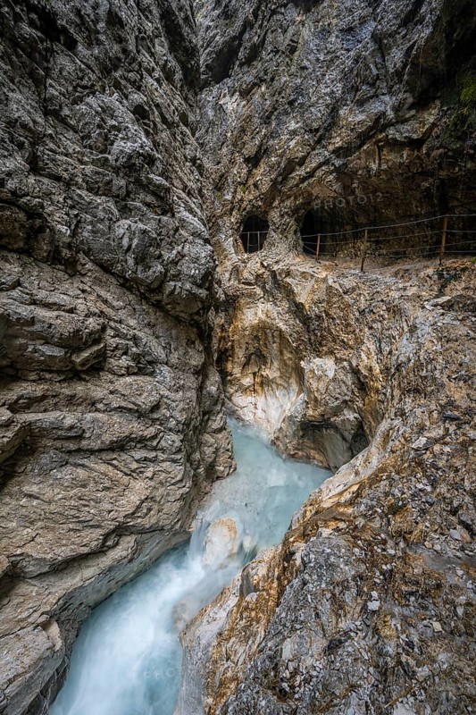 Hammersbach flows through Höllentalklamm, near Garmisch-Partenkirchen, Werdenfelser Land, Upper Bavaria, Bavaria, Germany, Europe