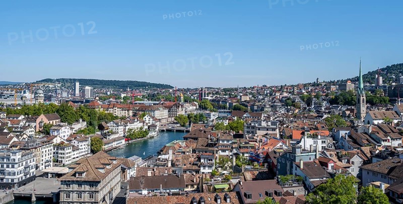 View over the old town of Zurich with the river Limmat, from the tower of the Grossmünster, Zurich old town, Zurich, Canton Zurich, Switzerland, Europe