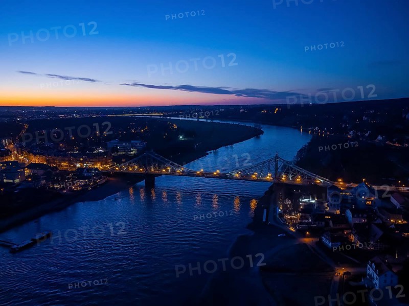 Elbe Bridge Blue Wonder in the Evening