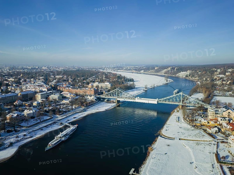 Passenger steamer Leipzig at the Elbe bridge Blaues Wunder