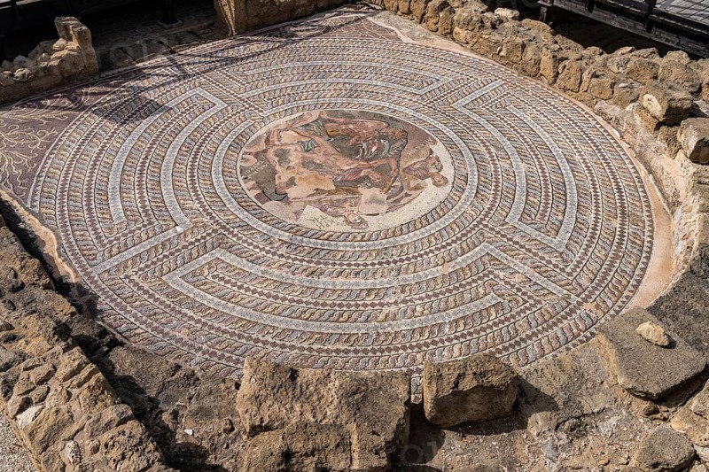 Mosaic in the House of Theseus in the Paphos Archaeological Park, Cyprus, Europe