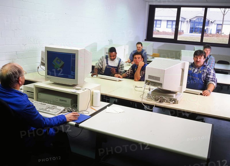 The Vocational Training Centre (BBZ), here in Iserlohn on 24.01.1996, is active in training and further training in the skilled trades of all kinds. Electronics training, DEU, Germany, Iserlohn, Europe
