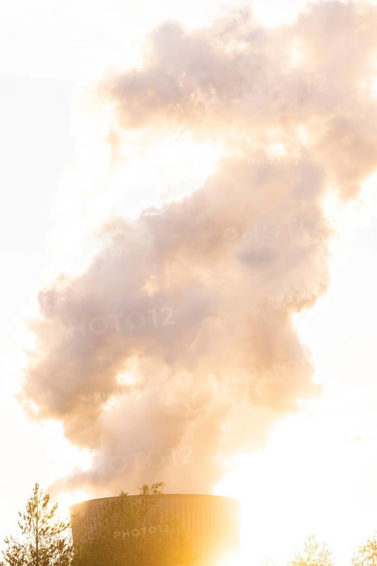 Cooling tower fog, Boxberg power station in the evening light