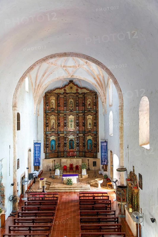 Chapel church inside Convent of San Bernardino of Sienna, Valladolid, Yucatan, Mexico, Central America